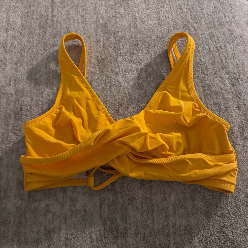 Yellow Twist Front Bikini Top